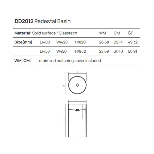 Раковина керамическая Dea Design Pedestal Basin DD2012 450 R3 50х50 напольная цвет зеленый без отверстий под смеситель - фото 2