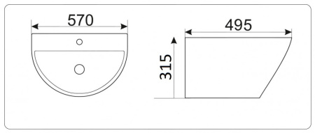 Раковина из санфаянса CeramaLux NB165 57х50 подвесная цвет белый 1 отверстие под смеситель