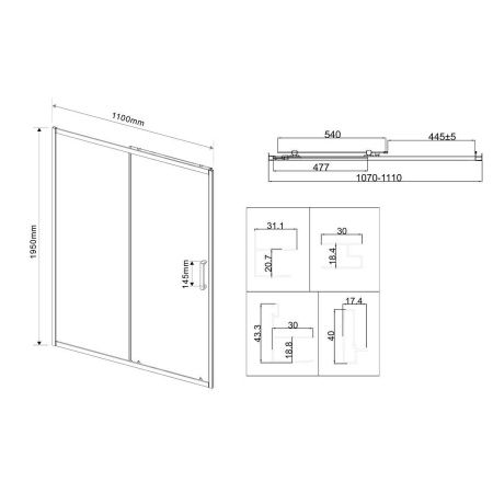 Душевая дверь Vincea City VDS-5CT110CLGM 110х195 стекло прозрачное профиль вороненая сталь