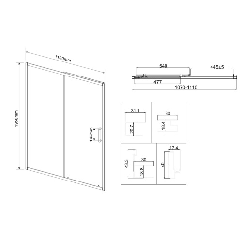 Душевая дверь Vincea City VDS-5CT110CLGM 110х195 стекло прозрачное профиль вороненая сталь - фото 5