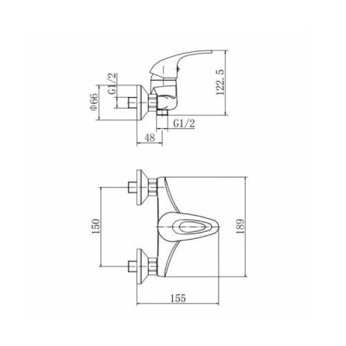 Смеситель для ванны и душа Fashun A2003 настенный хром - фото 3