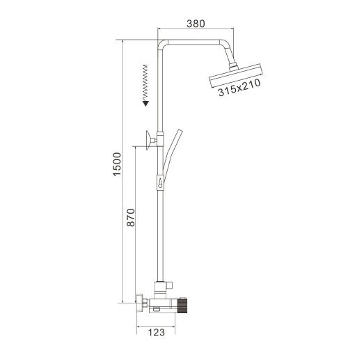 Душевая стойка Rose R1896T-6 настенная цвет пепельный с термостатом - фото 3