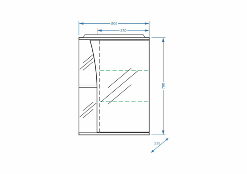 Зеркало-шкаф Stella Polar Волна SP-00000034 50х24х70 подвесной цвет белый - фото 2
