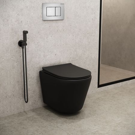 Унитаз подвесной Grossman Fly GR-4478BMS черный с сиденьем микролифт безободковый каскадный смыв