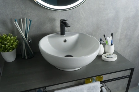 Раковина керамическая Gid Esfera 51101 50х50 накладная цвет белый 1 отверстие под смеситель