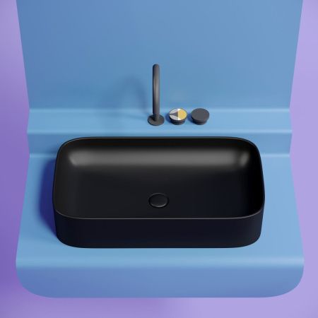 Раковина из сантехнического фарфора Ceramica Nova ELEMENT CN6054MB 70х40 накладная цвет черный без отверстий под смеситель