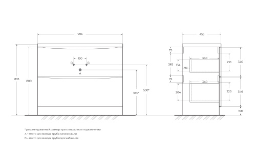 Тумба под раковину BelBagno Acqua ACQUA-1000-2C-PIA-BL 100x45x81 - фото 2
