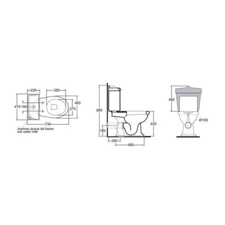 Бачок для унитаза Azzurra Jubilaeum JUCSMB000000BI/(JUB400/MBL bi)