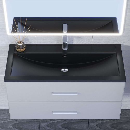 Раковина кварцевая Uperwood Foster Quartz 291030046 100х46 полувстраиваемая цвет черный - фото 5