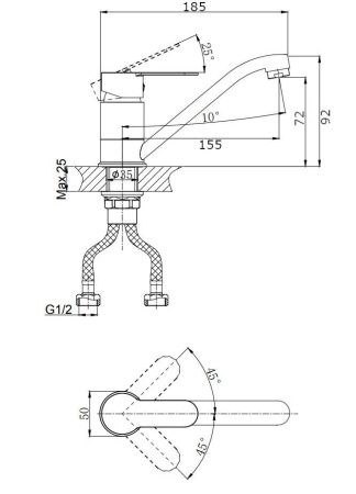 Смеситель для кухни Rush Tenerife TE2835-25 на мойку хром