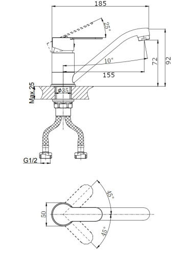 Смеситель для кухни Rush Tenerife TE2835-25 на мойку хром - фото 2