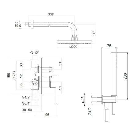 Душевая стойка Webert PE890103010 настенная цвет золото