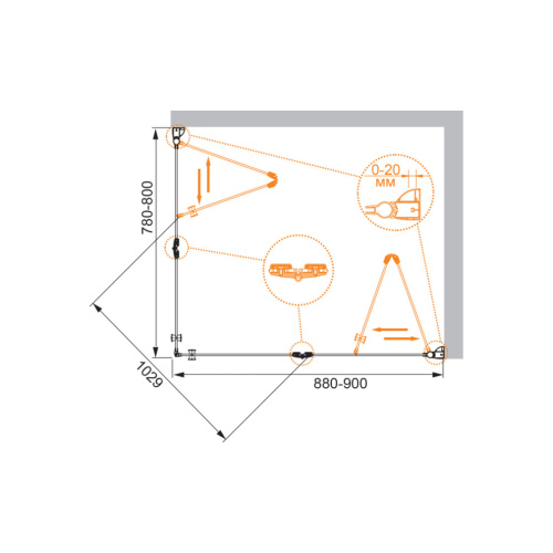 Душевой уголок Cezares ELENA ELENA-W-ASH-2-80/90-C-Cr 80х90 стекло прозрачное профиль хром глянцевый без поддона - фото 3