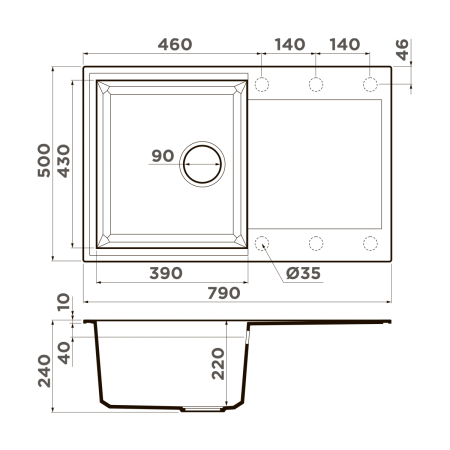 Кухонная мойка Omoikiri Sakaime 79 4993277 79х50 цвет бежевый