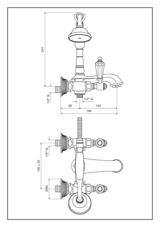 Смеситель Emmevi The One 98011LCSWNE/OR настенный золото