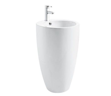 Раковина из сантехнического фаянса CeramaLux B133 50х50 напольная цвет белый 1 отверстие под смеситель