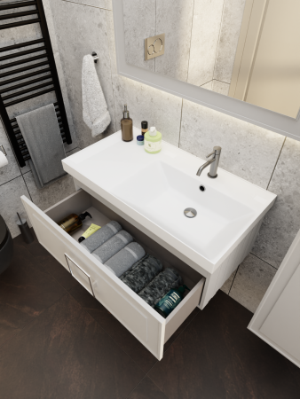 Тумба с раковиной La Fenice CUBO NFNC-01-CUB-C-90-1-90R 90х50 подвесная цвет бежевый