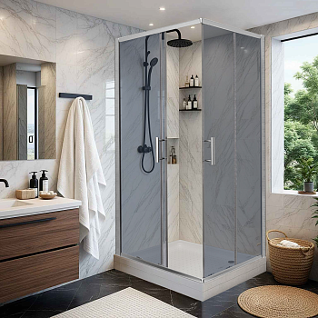 Душевой уголок Parly ZQ121G 120х80 стекло тонированное профиль хром глянцевый с поддоном