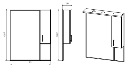 Зеркало-шкаф Misty Амбра П-Амб0280-0322ЯП 80х100 подвесной