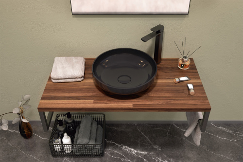 Консоль под раковину Orka Kestel 3001038 92х50х21 подвесная цвет коричневый/черный - фото 4 Консоль под раковину Orka Kestel 3001038 92х50х21 подвесная цвет коричневый/черный - фото 4