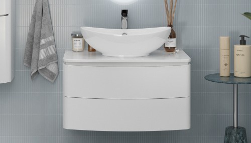 Тумба под раковину Velvex LUNA tp.LUN.80.2Y 80х52х44 подвесная цвет белый - фото 2