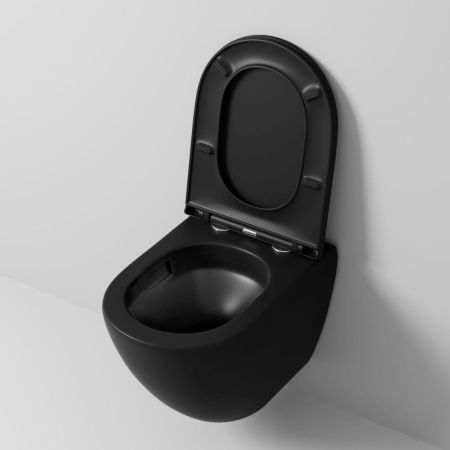 Унитаз подвесной Grossman Торнадо GR-4455BMSQ черный с сиденьем микролифт безободковый смыв торнадо