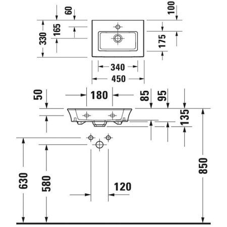 Раковина керамическая Duravit White Tulip 737450041 50 см накладная цвет белый 1 отверстие под смеситель