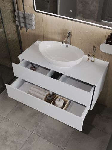 Тумба под раковину Orange Otto Ot-100TuMDF 100х50 подвесная цвет белый - фото 3