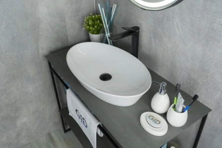 Раковина керамическая Gid Lago 51141 60х40 накладная цвет белый без отверстий под смеситель