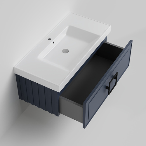 Тумба с раковиной La Fenice CUBO NFNC-01-CUB-BG-100-3-100 101х36х49 подвесная цвет синий - фото 2