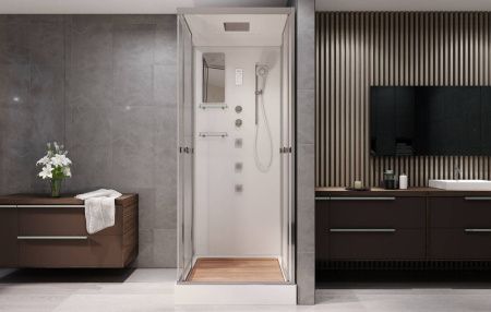 Душевая кабина AvaCan V9015 90х90 квадратная с крышей ориентация универсальная