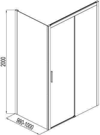 Душевая перегородка Aquanet Pleasure AE60-F-100H200U-BT 100х200 стекло прозрачное профиль черный