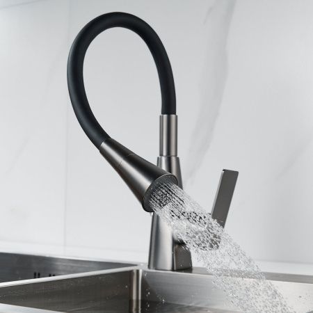 Смеситель для кухни Shevanik S543T-3 на мойку черный/оружейная сталь