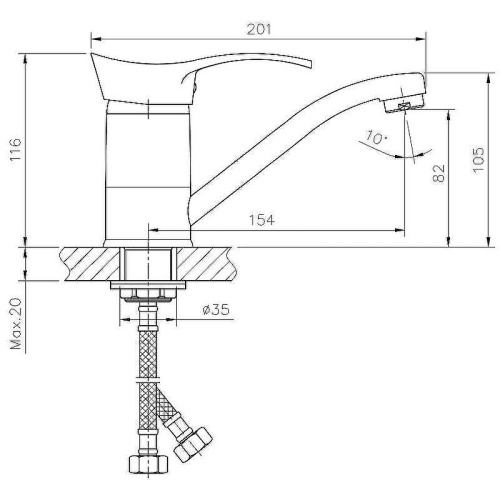 Cмеситель Haiba HB4501-2 на раковину хром - фото 2