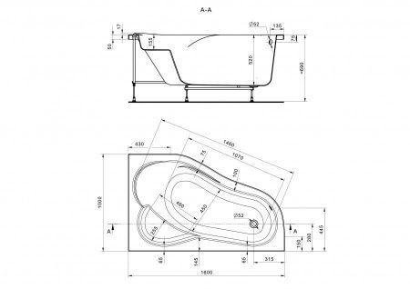 Ванна акриловая Santek Ибица XL 1WH112037 160х100 пристенная асимметричная без каркаса