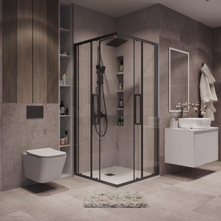 Душевой уголок Grossman Cosmo 300.K33.02.1010.42.00 100х100 стекло прозрачное профиль графит матовый без поддона