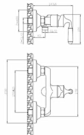 Смеситель для ванны и душа Esko PG 80 настенный бронза