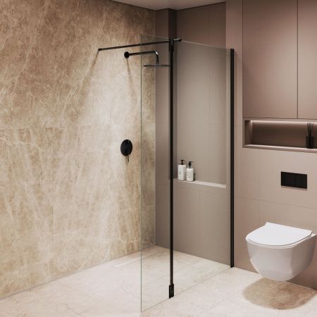 Душевая перегородка RGW Walk In 351005143-14 140х195 стекло прозрачное профиль черный