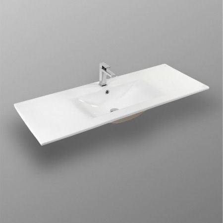 Раковина из сантехнического фарфора Bond Cube S05-1200 120х50 встраиваемая цвет белый 1 отверстие под смеситель