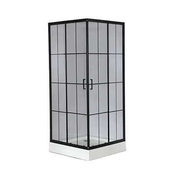 Душевой уголок Cerutti SPA MUZA90 90х90 стекло прозрачное с рисунком профиль черный без поддона