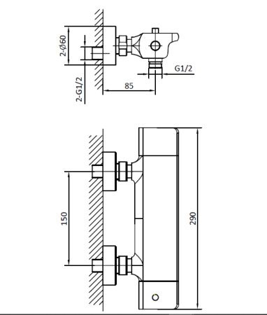 Смеситель для душа AltroBagno Lamberto AltroBagnoLamberto030501Cr настенный хром