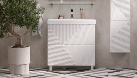 Тумба под раковину Velvex EDGE tn.EDG.9696.80.2Y белый глянец 80х40 напольная цвет белый