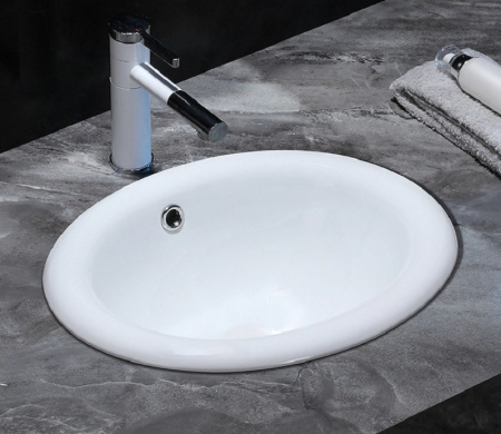 Раковина из санфаянса CeramaLux 1203 50х42 встраиваемая цвет белый