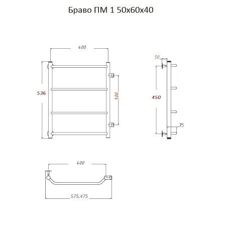 Полотенцесушитель Тругор Браво Браво1/ПМ506040 43х60 водяной хром