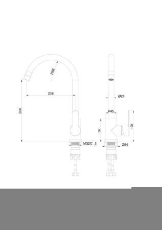 Смеситель для кухни Wonzon & Woghand WW-AE4554-BG на мойку золото