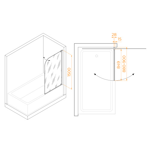 Душевая шторка на ванну RGW Screens 03110109-11 90х150 стекло прозрачное профиль хром глянцевый ориентация универсальная - фото 2