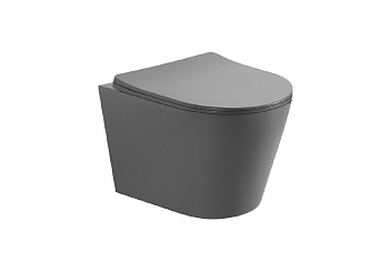 Унитаз подвесной Aquatek ВЕГА AQ1905-MG серый матовый с сиденьем микролифт безободковый каскадный смыв
