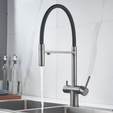 Смеситель для кухни Shevanik S178T на мойку оружейная сталь