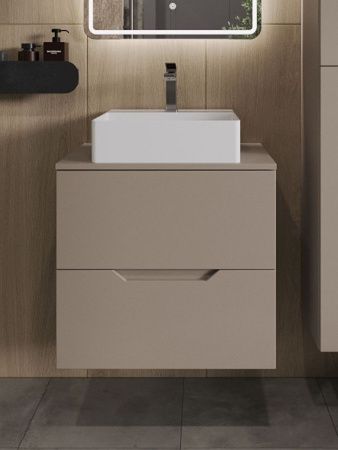 Тумба с раковиной Orange Line Li-60TuLMDF+B04-405W 60х50 подвесная цвет бежевый