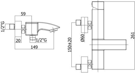 Смеситель для ванны с душем Paffoni Level LEC022CR настенный хром